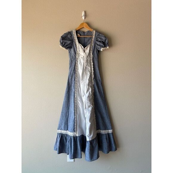 vintage 60s Gunne Sax prairie denim chambray maxi dress - Picture 1 of 8